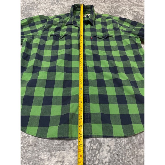 Levi's Men's Plaid Long Sleeve Button Up Shirt Green Navy XL - Picture 5 of 7